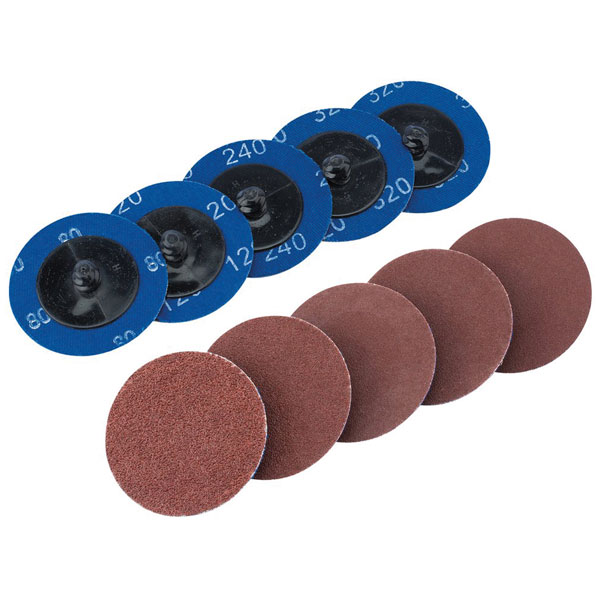 Draper 75615 Ten 50mm Assorted Aluminium Oxide Sanding Discs