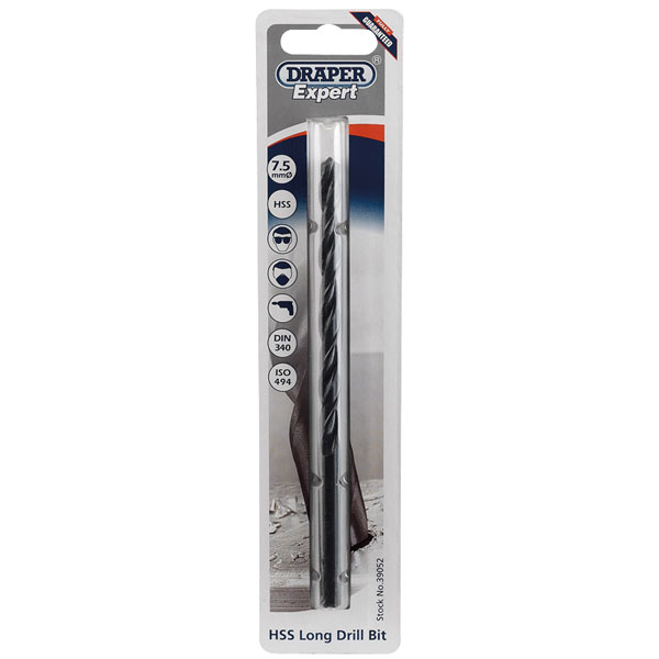 Draper Expert 39052 7.5 x 157mm HSS Extra Long Drill Bit
