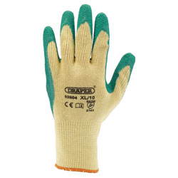 Draper 82604 Green Heavy Duty Latex Coated Work Gloves - Extra Large