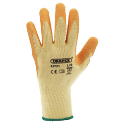 Draper 82721 Orange Heavy Duty Latex Coated Work Gloves - Large