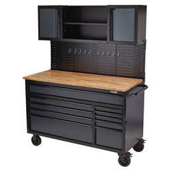 BUNKER® 08242 Roller Workstation 10 Drawer with Workbench 56 Grey