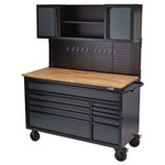 BUNKER® 08242 Roller Workstation 10 Drawer with Workbench 56 Grey