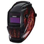 Draper 02513 Auto-Darkening Welding Helmet Red Flames - 02513