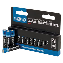 Draper 03968 PowerUP Ultra Alkaline AAA Batteries (Pack of 12)