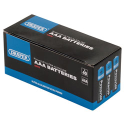 Draper 03970 PowerUP Ultra Alkaline AAA Batteries (Pack of 40)