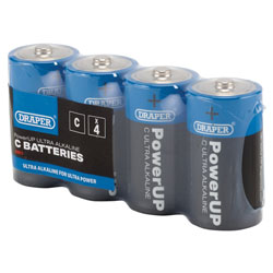 Draper 03977 PowerUP Ultra Alkaline C Batteries (Pack of 4) - 03977