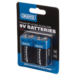 Draper 03983 PowerUP Ultra Alkaline 9V Batteries (Pack of 2)