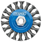Draper 08055 Steel Twist-Knot Flat Wire Wheel Brush 100mm M14 - 08055