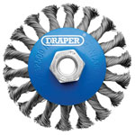 Draper 08062 Steel Bevelled Twist-Knot Wire Wheel Brush, 100mm, M14