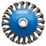 Draper 08063 Steel Bevelled Twist-Knot Wire Wheel Brush, 115mm, M14