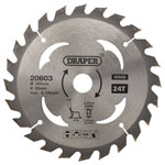 Draper 20603 TCT Circular Saw Blade for Wood, 165 x 20mm, 24T