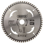 Draper 20647 TCT Circular Saw Blade for Wood, 165 x 20mm, 60T