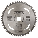 Draper 21680 TCT Circular Saw Blade for Wood, 250 x 30mm, 60T