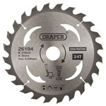 Draper 26194 TCT Construction Circular Saw Blade, 216 x 30mm, 24T