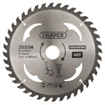 Draper 26258 TCT Construction Circular Saw Blade, 216 x 30mm, 40T