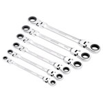Draper 27762 HI-TORQ® Flexi Head Double Ring Ratchet Spanner Set 6 Pc