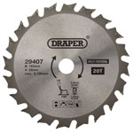 Draper 29407 TCT Multi-Purpose Circular Saw Blade, 165 x 20mm, 20T
