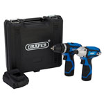 Draper 70257 12V Combi Drill & Impact Driver 2x1.5Ah Batteries 1xFast Charger