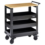 Bunker 11495 3 Tier Trolley with Pull Handle and Hardwood Worktop, 714mm