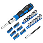 Draper 21010 Ratchet Screwdriver Socket and Bit Set, 1/4" Sq. Dr. (40 Piece)