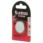 Uniross 21596 Lithium Coin Cell CR2450 Battery