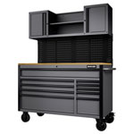 Bunker 31761 10 Drawer Roller Workstation with Workbench, 56, Light Grey