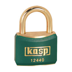 Kasp K12440GREA1 Brass Padlock - 40mm - Brass Shackle - Green - KA24403