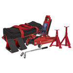 Sealey 1020LEBAGCOMBO Trolley Jack 2tonne Low Entry Short Chassis - Red & Accs
