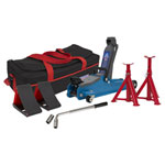 Sealey 1020LEBBAGCOMBO Trolley Jack 2tonne Low Entry Short Chassis - Blue & Accs
