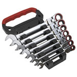 Sealey AK63943 Flexi-Head Ratchet Combination Spanner Set 7pc Metric