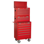 Sealey AP22STACK Topchest, Mid-Box & Rollcab 14 Drawer Stack - Red