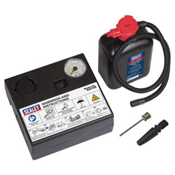 Sealey MAC10S Tyre Inflator 12V + Emergency Puncture Sealant Kit