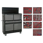 Sealey TBTPBCOMBO4 Tool Chest Combi 23 Drawer Ball Bearing Slides Blk + 446pc