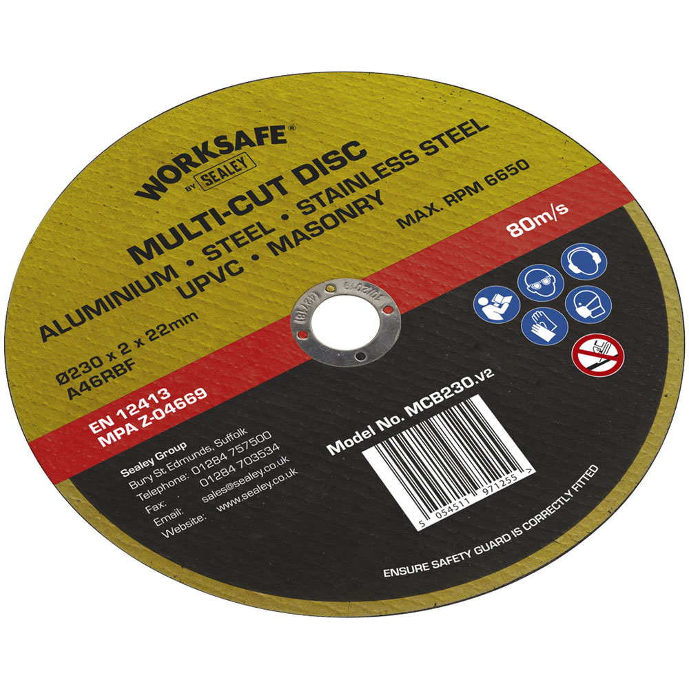 Worksafe MCB230 Multi-Cut Disc Ø230 x 2 x 22mm | Rapid Electronics