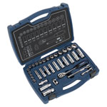 Sealey AK8991 Socket Set 34pc 3/8Sq Drive 6pt WallDrive® Metric