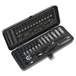 Sealey AK7970 Socket Set 32pc 1/4Sq Drive 6pt WallDrive® Metric Black Series