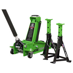 Sealey 3015CXHV Trolley Jack 3tonne Super Rocket Lift & Axle Stand (Pair) 3tonne