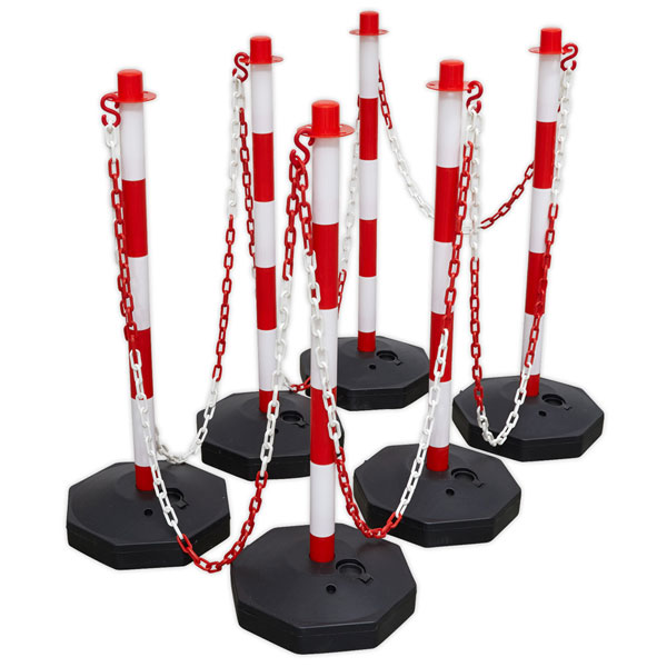 Sealey RWSBKIT Red/White Post & Chain Kit 25m | Rapid Online