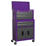 Sealey AP2200BBCP Topchest & Rollcab Combi 6 Drawer + Ball Bearing Slides Purple