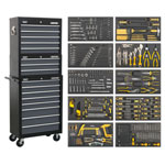 Sealey AP35TBCOMBO Tool Chest Combi 16 Drawer Ball Bearing Slides Blk/Grey 420pc