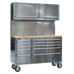 Sealey AP5520SS Mobile Stainless Steel Tool Cab 10 Drawer Backboard 2 Cupboards