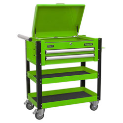 Sealey AP760MHV Heavy-Duty Mobile Tool & Parts Trolley 2 Drawers Lock Top Hi-Vis