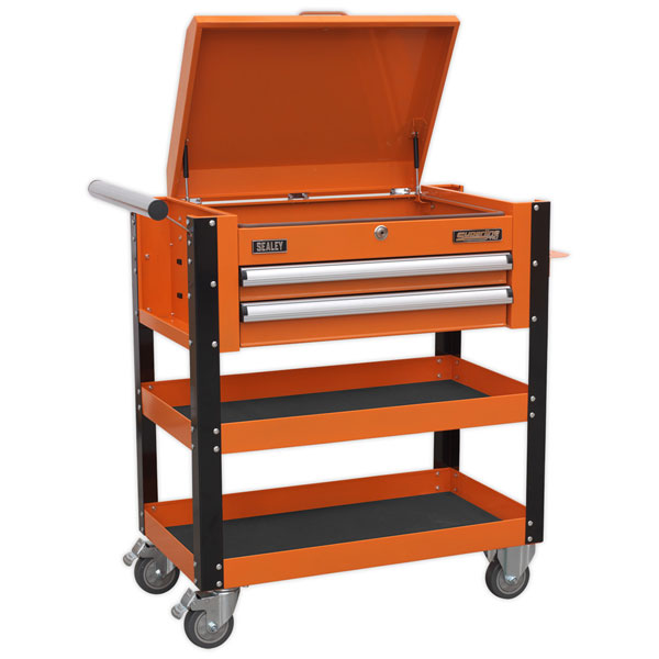 Sealey AP760MO Heavy-Duty Mobile Tool &amp; Parts Trolley 2 Drawer &amp; L...