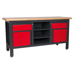 Sealey AP1905A Workstation with 2 Drawers, 2 Cupboards & Open Storage