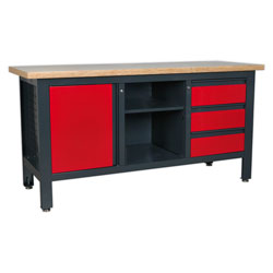 Sealey AP1905B Workstation with 3 Drawers, 1 Cupboard & Open Storage