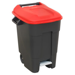 Sealey BM100PR Refuse/Wheelie Bin with Foot Pedal 100L - Red