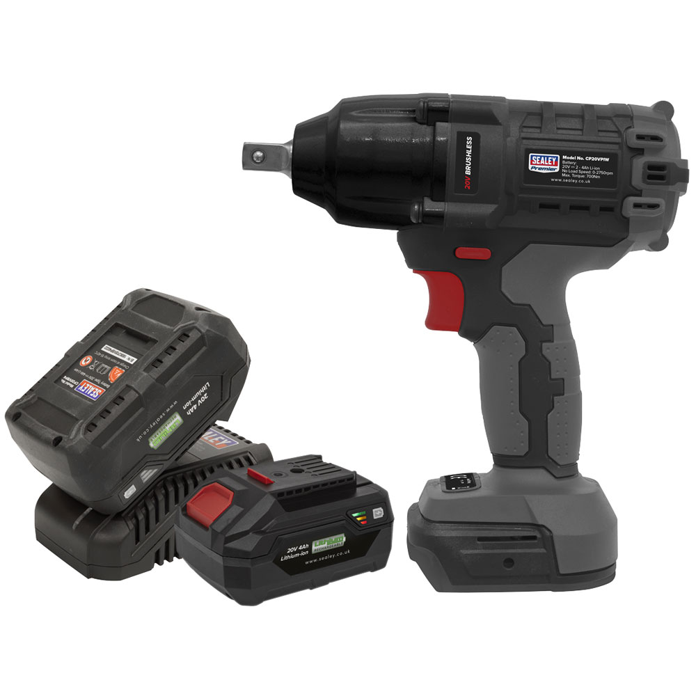 Sealey CP20VPIWKIT Brushless Impact Wrench Kit 1 2 Sq Drive 700Nm 20V 2 Batts Replenishh