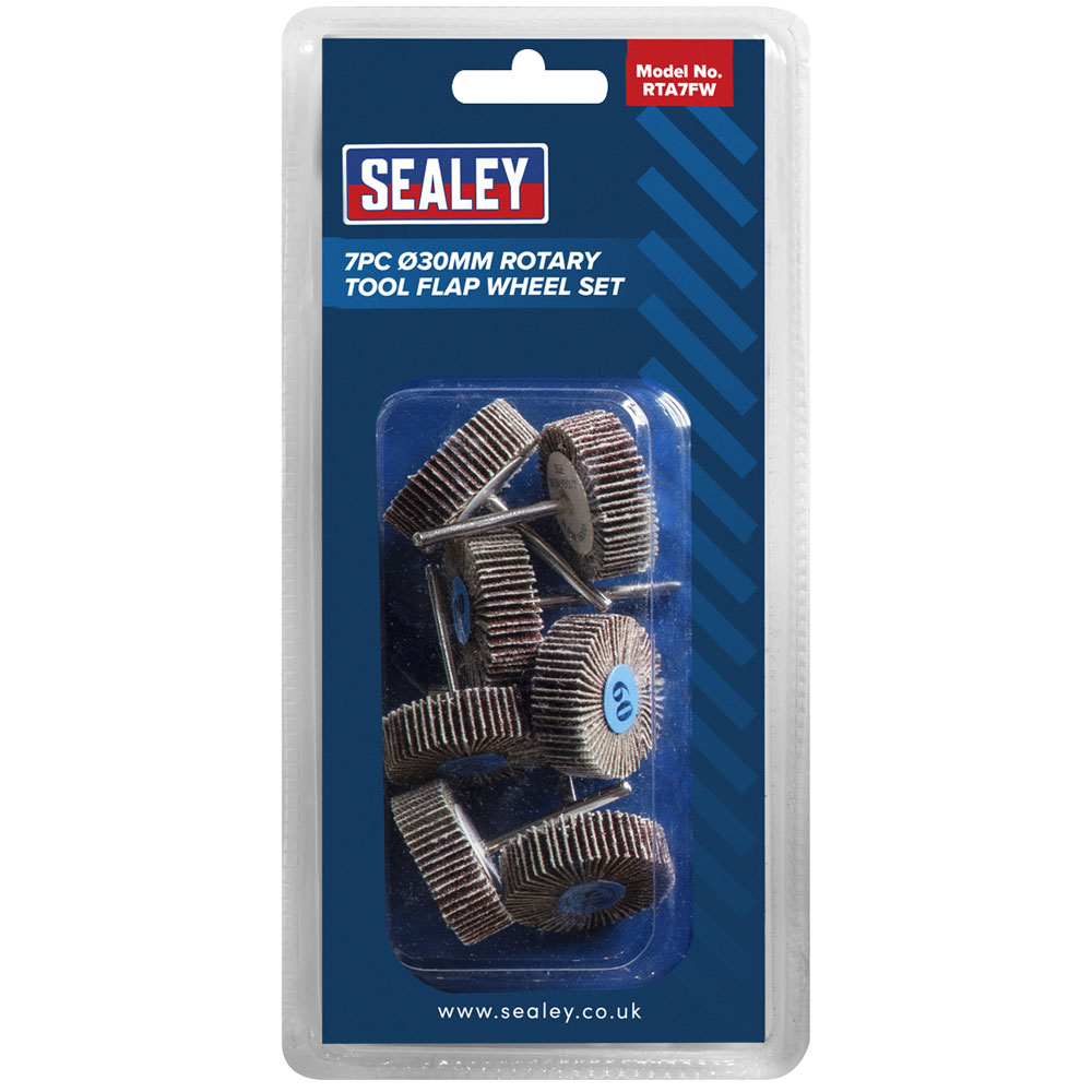 Sealey RTA7FW Rotary Tool Flap Wheel Set 7pc Ø30mm Rapid Online