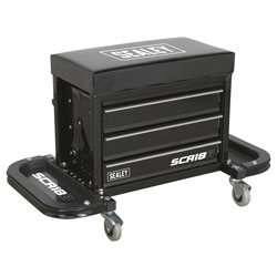 Sealey SCR18B Mechanic's Utility Seat & Toolbox - Black