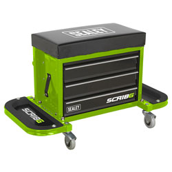 Sealey SCR18G Mechanic's Utility Seat & Toolbox - Hi-Vis Green